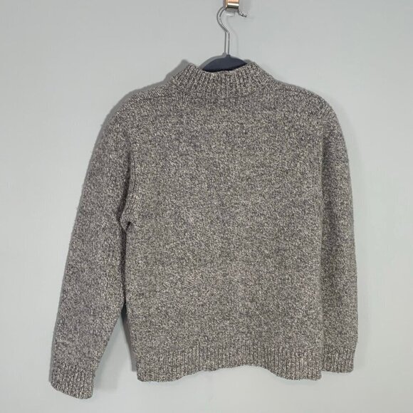L.L. Bean 100% lambs wool gray mock collar button detail pullover sweater - Picture 7 of 9